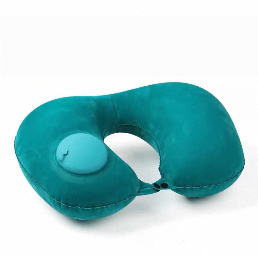 Press Inflatable U‑Shaped Neck Pillow, 85g Ultra‑Light Flocked Travel Pillow